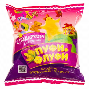 Сладкие кукурузные палочки "Пуфи-Флуфи" с подарком для девочек, 70 гр/20