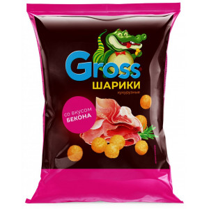 Шарики кукурузные со вкусом бекона "Gross" 60гр/20