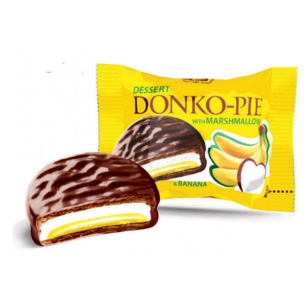 Купить 7826 Печенье-сэндвич Dessert DONKO-PIE с маршмеллоу и бананом 1,5кг Купить 7826 Печенье-сэндвич Dessert DONKO-PIE с маршмеллоу и бананом 1,5кг