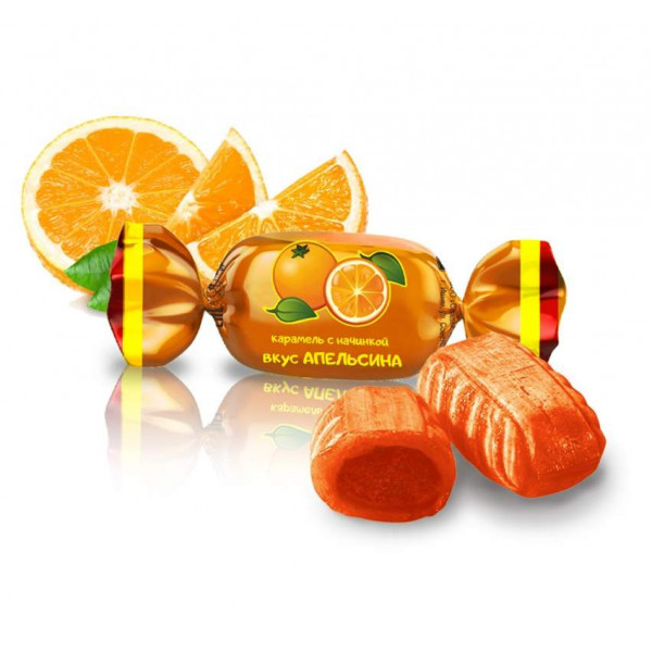 Карамель с фруктово-ягодной начинкой "Апельсин" 250 гр./16 шт Карамель с фруктово-ягодной начинкой "Апельсин" 250 гр./16 шт