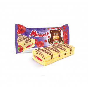 Бисквитное пирожное "Мишаня" с малиновым вареньем 1,75кг